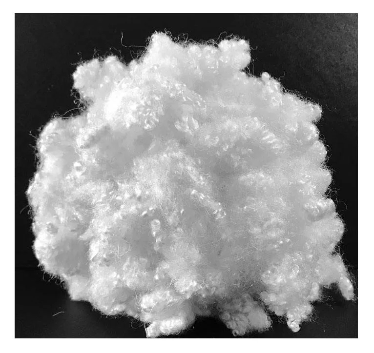 Snáithín Stáplacha Bán Aicrileach Athchúrsáilte 3D/7D/15D 32mm/51mm/64mm Hollow Conjugated Siliconized for pillow
